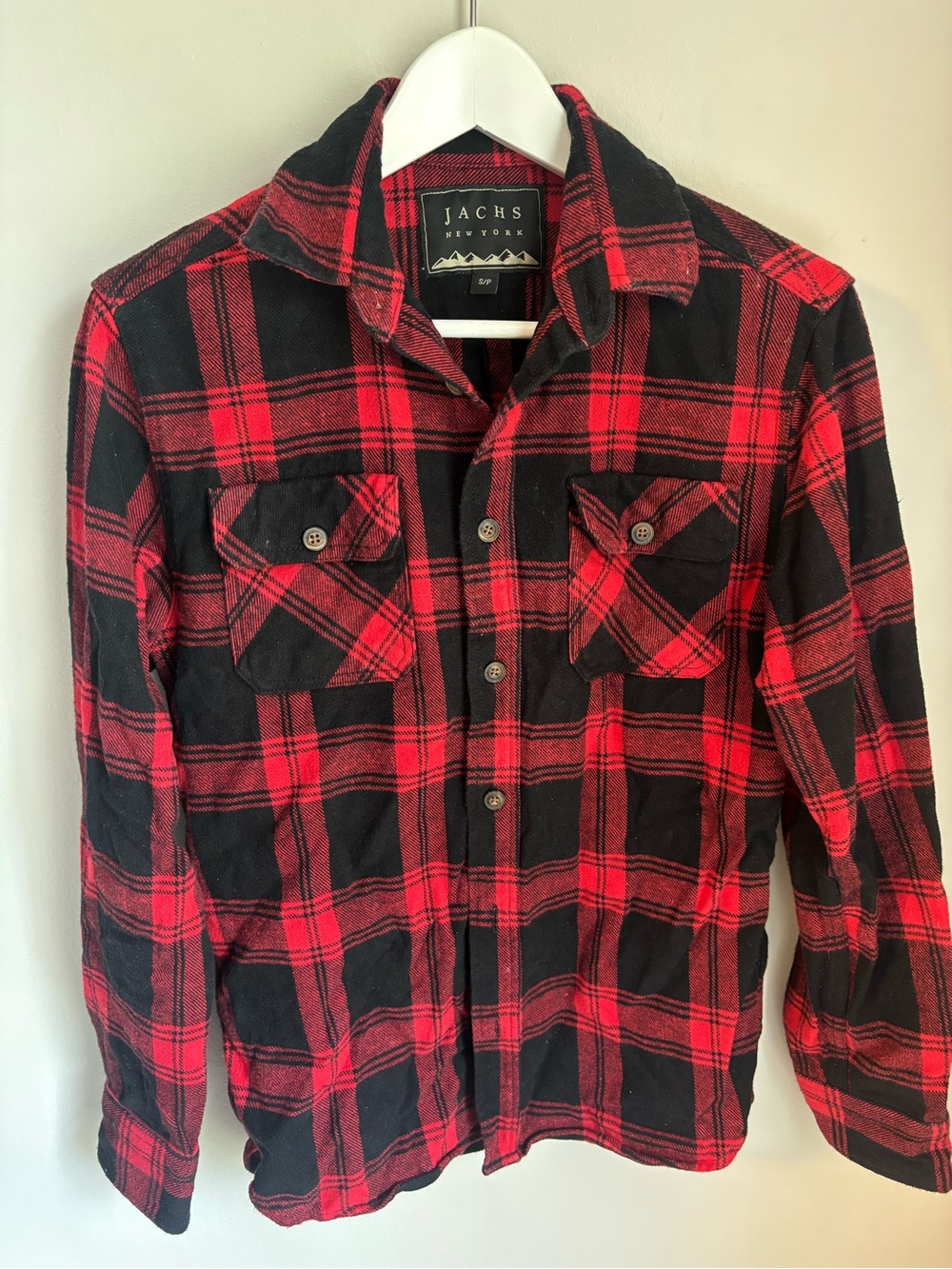 Jachs Women’s Red & Black Plaid Flannel Shirt Jacket Medium